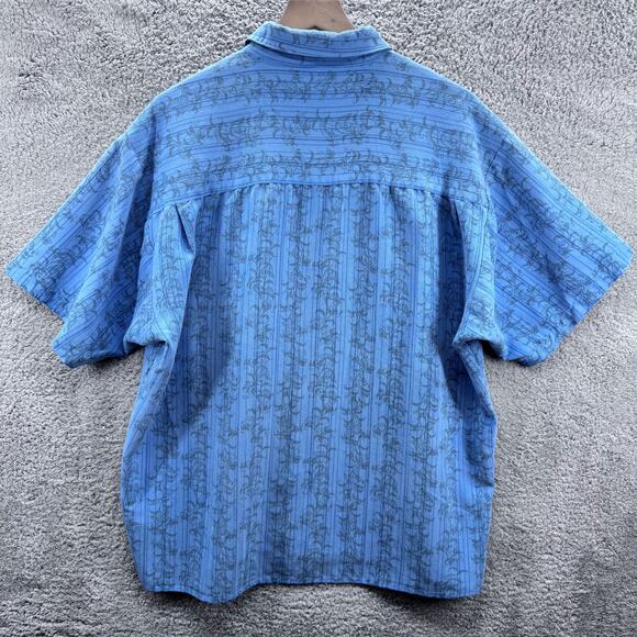 Linea Dome Men's Blue Button-Up Short Sleeve Shirt XXL Floral Casual Vintage - Picture 3 of 10